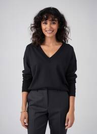 Pull col v manches longues noir BEST MOUNTAIN femme