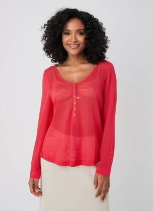 Top stretch manches longues rouge GARCIA femme