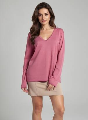 Pull tissage chiné manches longues rose FREEMAN T.PORTER femme