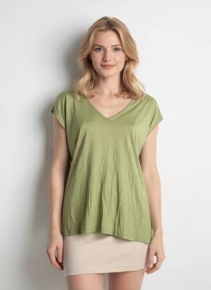 T-shirt col v manches courtes vert TIFFOSI femme