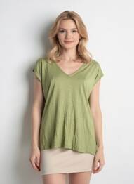 T-shirt col v manches courtes vert TIFFOSI femme
