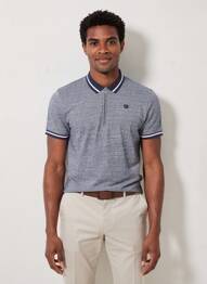 Polo tissage chiné manches courtes bleu FREEMAN T.PORTER homme