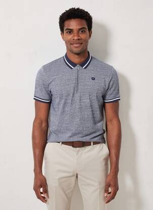 Polo tissage chiné manches courtes bleu FREEMAN T.PORTER homme