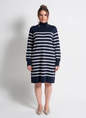 Robe pull stretch manches longues bleu BREIZH ANGEL femme