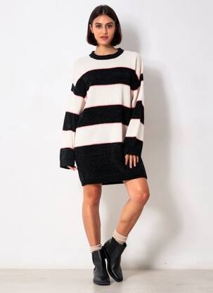 Robe pull resserrée sur le bas manches longues noir VOLCOM femme