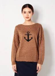 Pull stretch manches longues marron BREIZH ANGEL femme