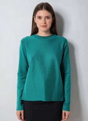 Pull coupe cintrée manches longues vert COMPAÑIA FANTASTICA femme