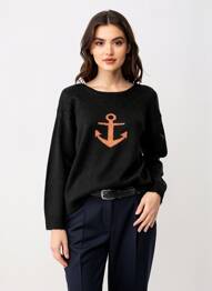 Pull stretch manches longues noir BREIZH ANGEL femme