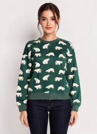 Sweat-shirt stretch manches longues vert COMPAÑIA FANTASTICA femme