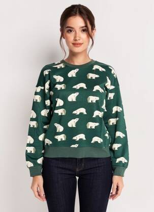 Sweat-shirt stretch manches longues vert COMPAÑIA FANTASTICA femme