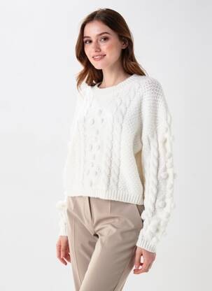 Pull stretch manches longues blanc ANDY & LUCY femme
