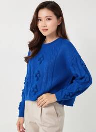 Pull stretch manches longues bleu ANDY & LUCY femme