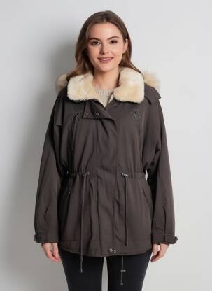 Parka manches longues a capuche gris PEPE JEANS femme