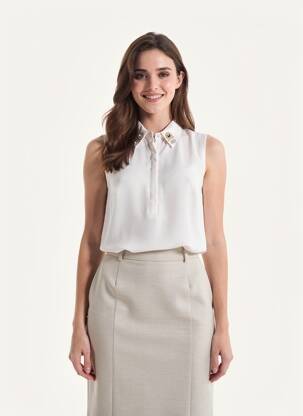 Blouse légère et transparente sans manche blanc SCHOOL RAG femme