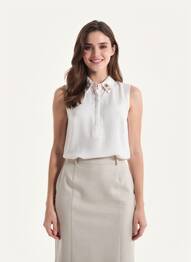 Blouse légère et transparente sans manche blanc SCHOOL RAG femme