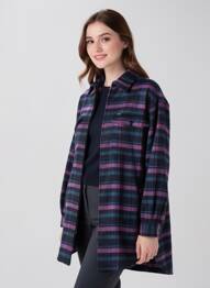 Manteau long coupe droite sans capuche violet LEE femme