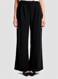 Pantalon large fermeture zippée sous rabat boutonné taille normale noir COMPAÑIA FANTASTICA femme