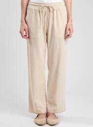 Pantalon droit stretch taille normale beige EMILIE.K femme