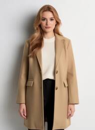 Manteau long coupe droite sans capuche beige LA PETITE NÎMOISE femme
