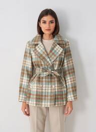 Manteau court manches longues sans capuche marron MCM femme