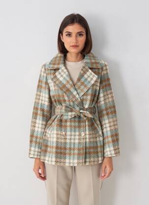 Manteau court manches longues sans capuche marron MCM femme