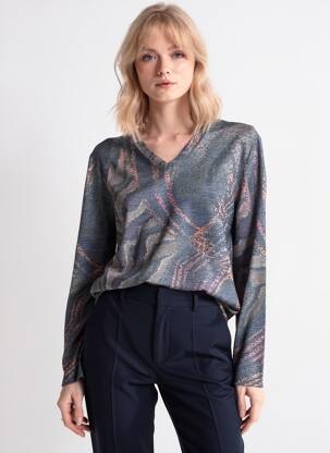 Pull coupe droite manches longues gris MCM femme