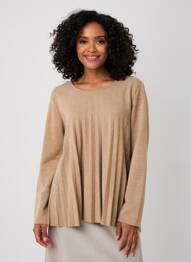 Pull col rond manches longues beige LA PETITE NÎMOISE femme