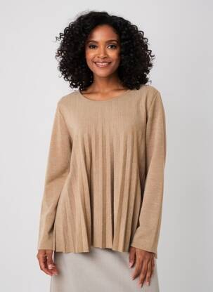 Pull col rond manches longues beige LA PETITE NÎMOISE femme
