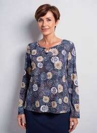 T-shirt imprimé fantaisie manches longues bleu ATLANTA femme