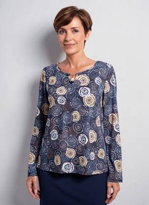 T-shirt imprimé fantaisie manches longues bleu ATLANTA femme