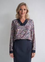 Top imprimé fantaisie manches longues noir ATLANTA femme