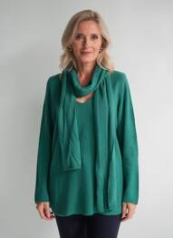 Pull tunique stretch manches longues vert ATLANTA femme