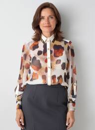Chemisier tissage crêpe manches longues beige MERI & ESCA femme