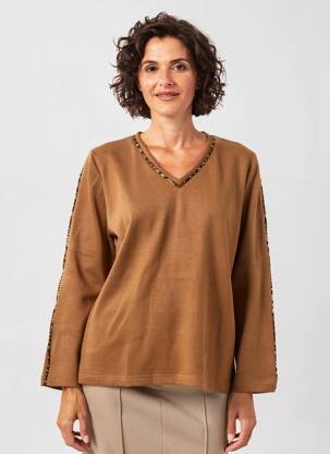 Pull coupe droite manches longues marron MERI & ESCA femme