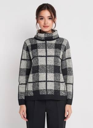 Pull col roulé stretch manches longues noir MCM femme