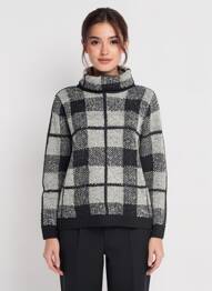 Pull col roulé stretch manches longues noir MCM femme