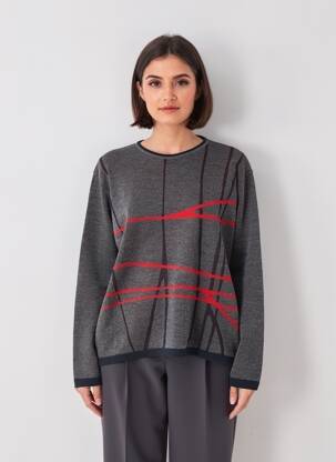 Pull tissage chiné manches longues gris OMC femme