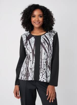 Pull coupe cintrée manches longues noir OMC femme