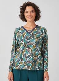 T-shirt imprimé fantaisie manches longues bleu IMPULSION femme