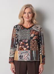 Pull coupe cintrée manches longues marron IMPULSION femme