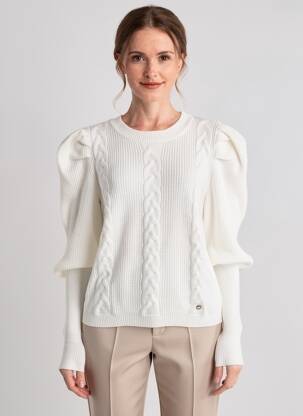 Pull stretch manches longues blanc LOU LOU BY NALO femme