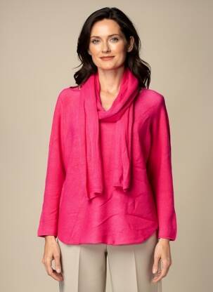 Pull tunique stretch manches longues rose ATLANTA femme