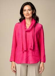 Pull tunique stretch manches longues rose ATLANTA femme