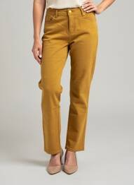 Pantalon droit stretch taille normale jaune S.QUISE femme
