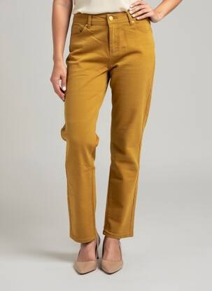 Pantalon droit stretch taille normale jaune S.QUISE femme