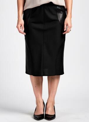 Jupe mi-longue coupe droite noir IMPULSION femme