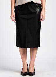 Jupe mi-longue coupe droite noir IMPULSION femme
