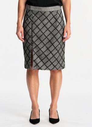 Jupe mi-longue taille à pinces gris IMPULSION femme
