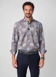 Chemise manches longues imprimé fantaisie bleu CARLOS CORDOBA homme