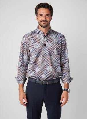 Chemise manches longues imprimé fantaisie bleu CARLOS CORDOBA homme
